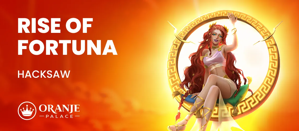 Game 'Rise of Fortuna' by Hacksaw featuring a red-haired goddess in a golden circle.