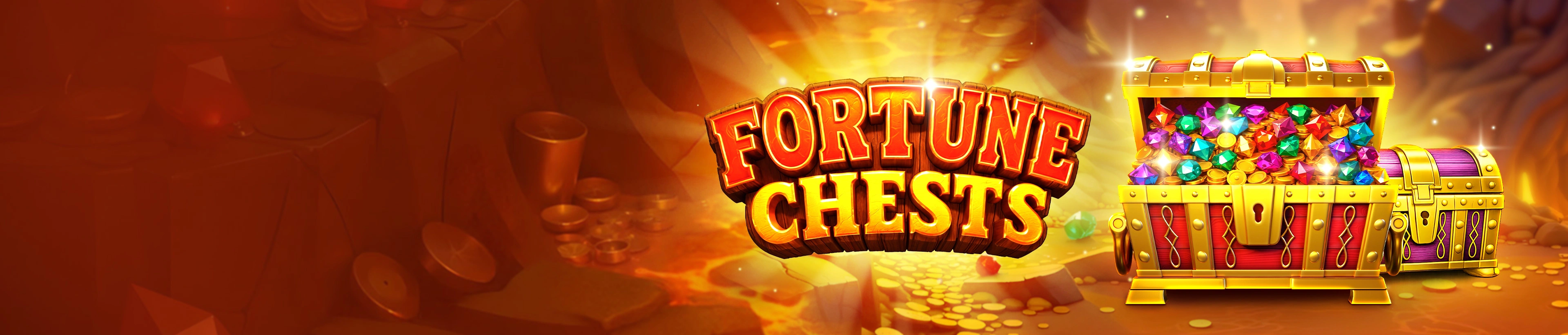 FORTUNE CHESTS title next to a treasure chest overflowing with colorful gems.