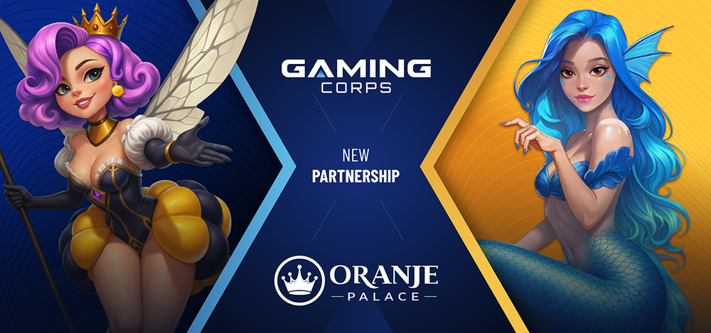 Gaming Corps and Oranje Palace partnership visual featuring characters from both brands