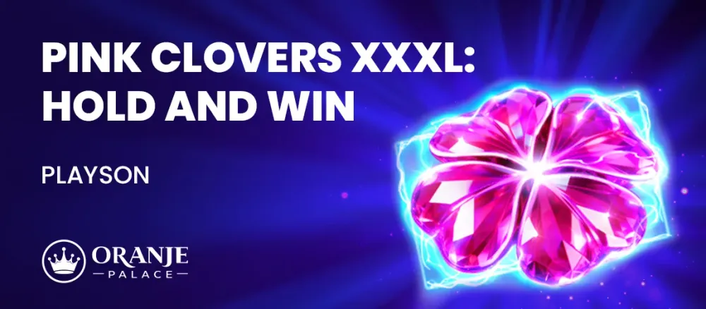 Pink Clovers XXXL: Hold and Win by Playson features a glowing pink crystal clover.