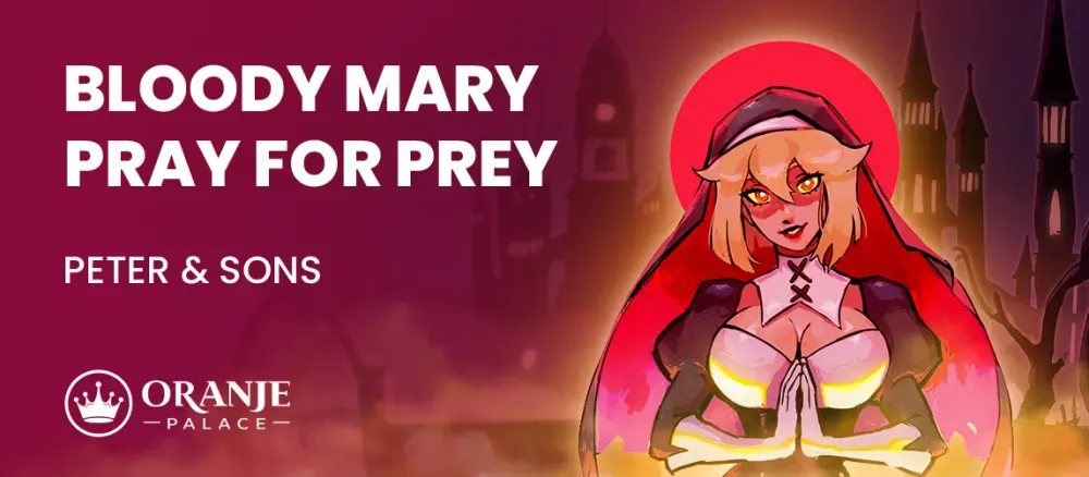 Promotional art for 'Bloody Mary Pray For Prey' featuring a blonde nun with red halo.