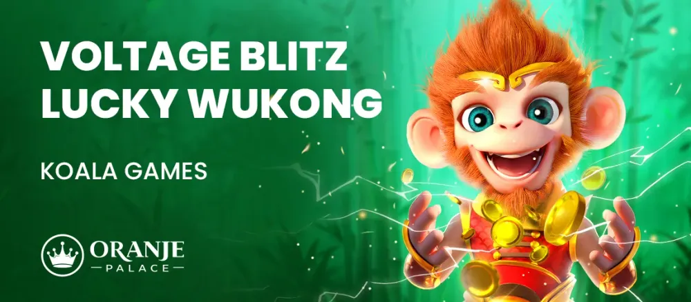 Smiling orange monkey character for the game 'Voltage Blitz Lucky Wukong' by Koala Games.